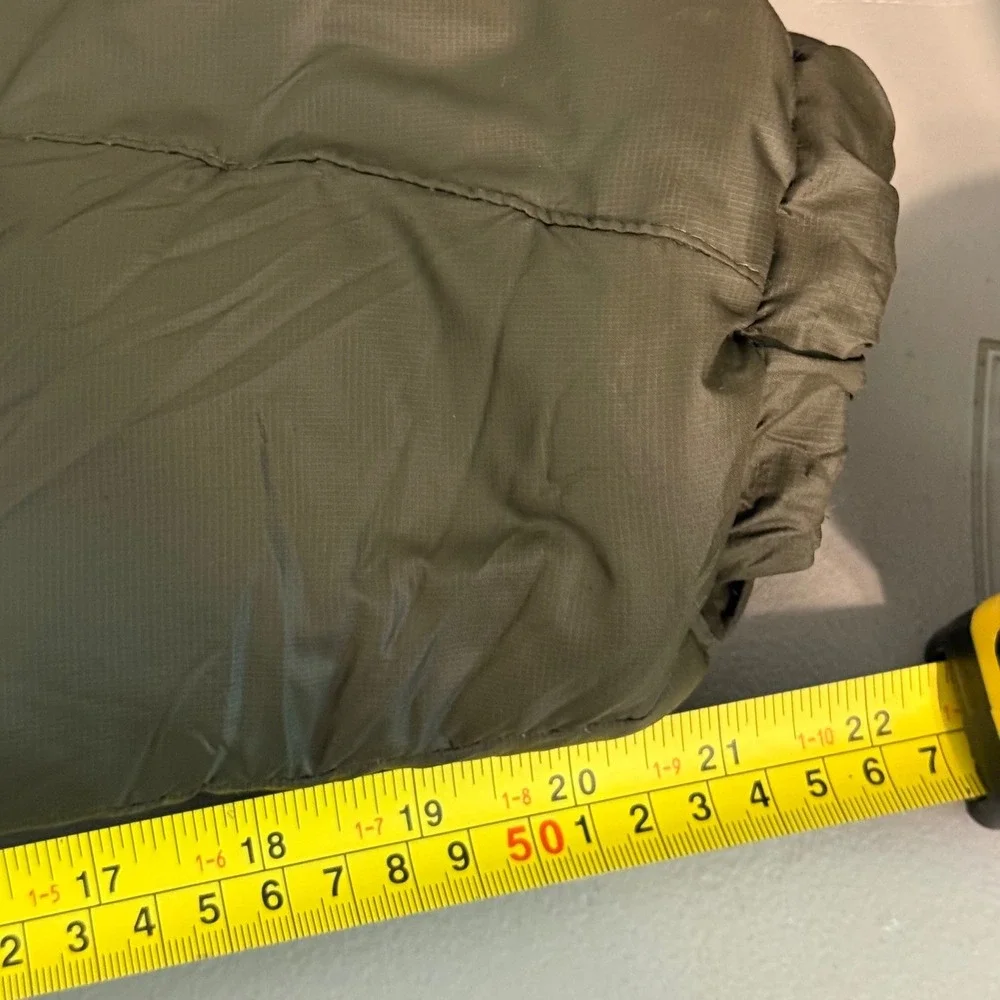 Eddie Bauer Puffer Jacket Mens Large Olive Green Goose Down‎ Ripstop Zip Hiking